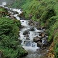 Внизу шебуршит горный ручей, от падающего с неба столба воды идет напор ледяного влажного воздуха.
            